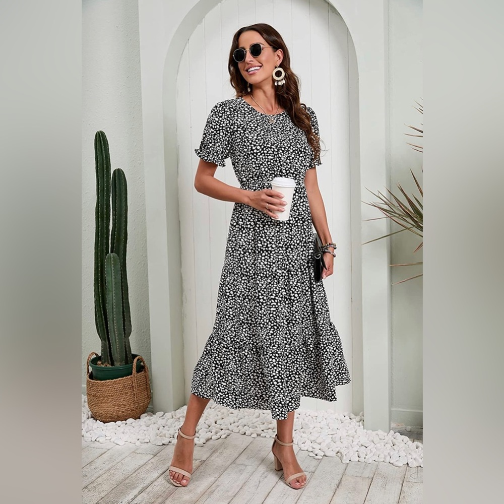 Tiered Skirt Midi Dress
